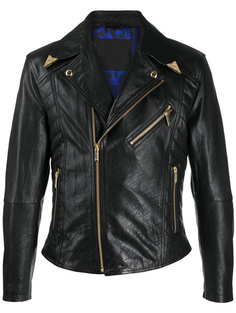 versace leather coat|versace jeans couture leather jacket.